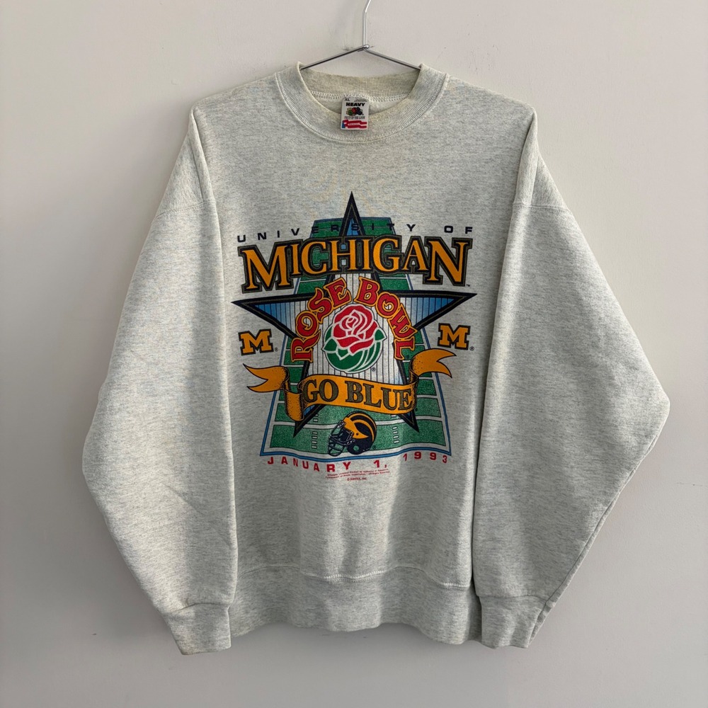 Vintage Fruit of the Loom Michigan Rose Bowl 1993 Sweatshirt XL Gray USA Made